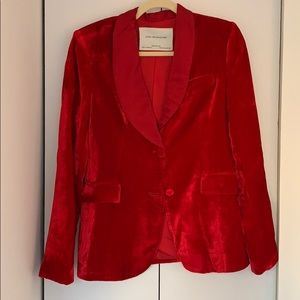 Zara red velvet blazer
